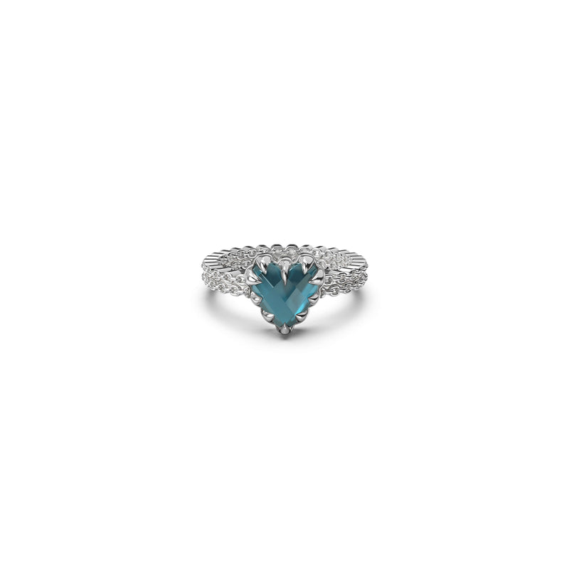 SGC x W&H London Blue Topaz Mini Love Claw Ring - Silver - Ring - Walker & Hall