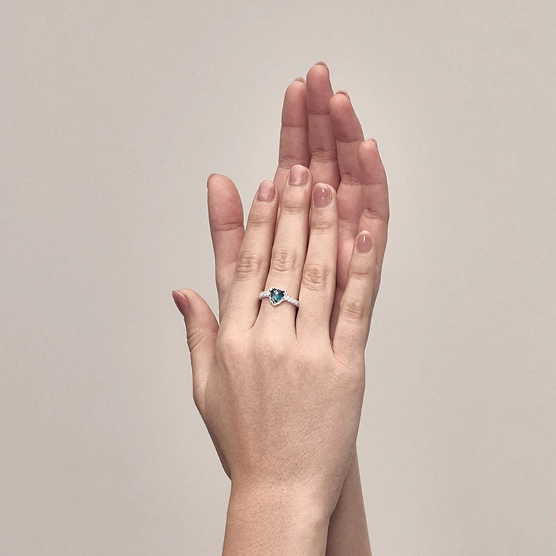 SGC x W&H London Blue Topaz Mini Love Claw Ring - Silver - Ring - Walker & Hall