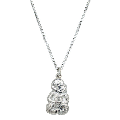 Vintage Sterling Silver Tiki Pendant-Necklace-Walker & Hall