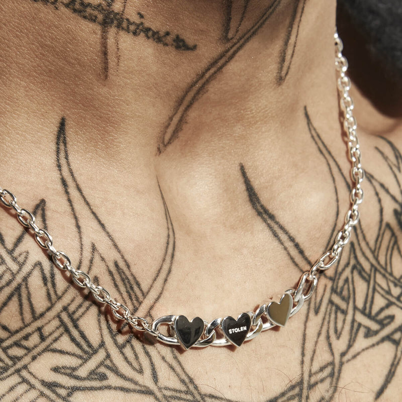 Stolen Girlfriends Club Triple Heart Love Chain Necklace - Sterling Silver-Necklace-Walker & Hall