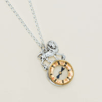 Vintage Sterling Silver & 9ct Gold Lion Compass Pendant - Pendant - Walker & Hall
