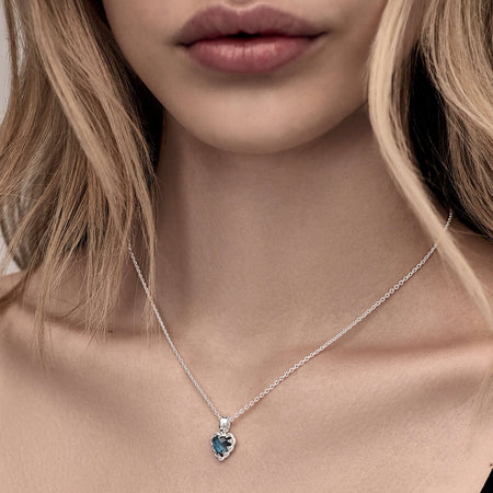 SGC x W&H London Blue Topaz Mini Love Claw Necklace - Silver - Necklace - Walker & Hall