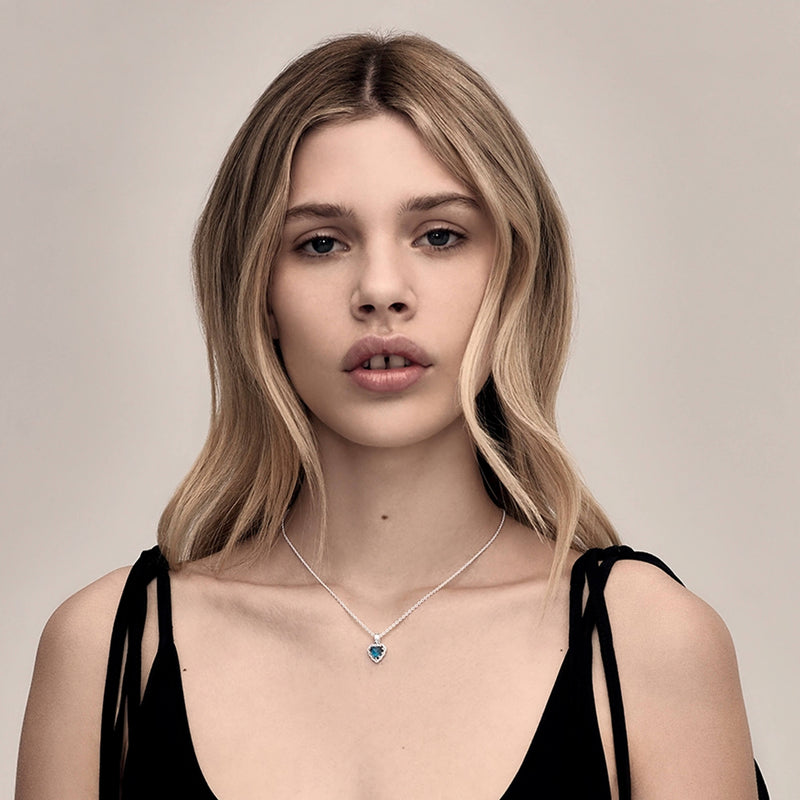 SGC x W&H London Blue Topaz Mini Love Claw Necklace - Silver - Necklace - Walker & Hall