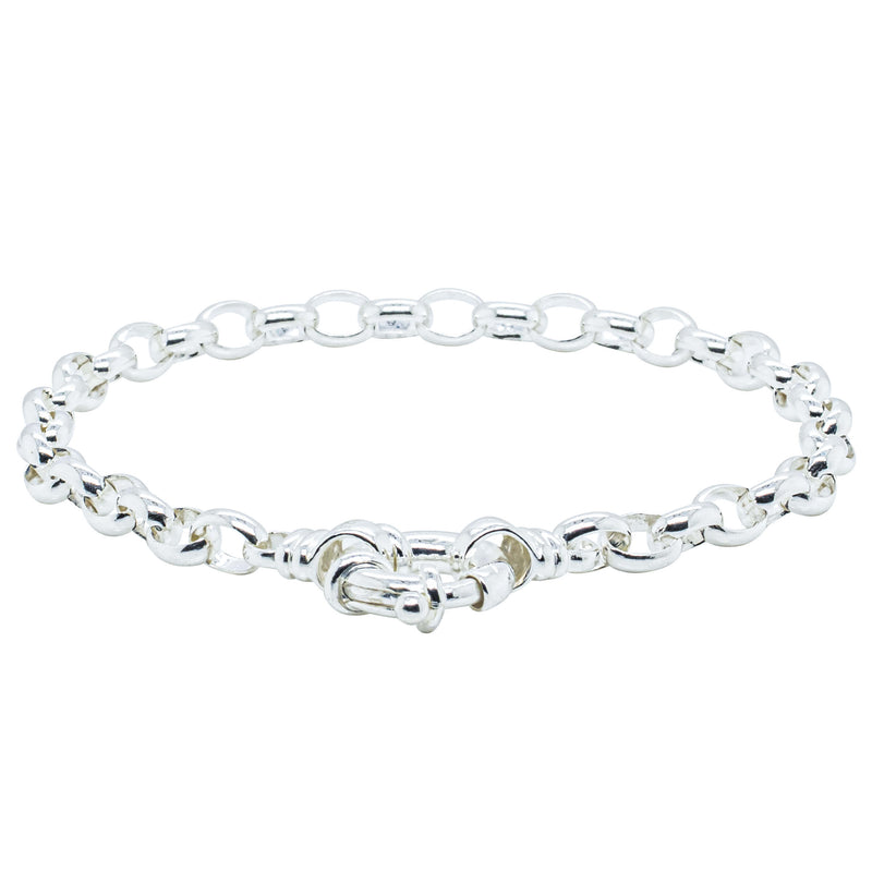 Sterling Silver Oval Belcher Bracelet-Bracelet-Walker & Hall