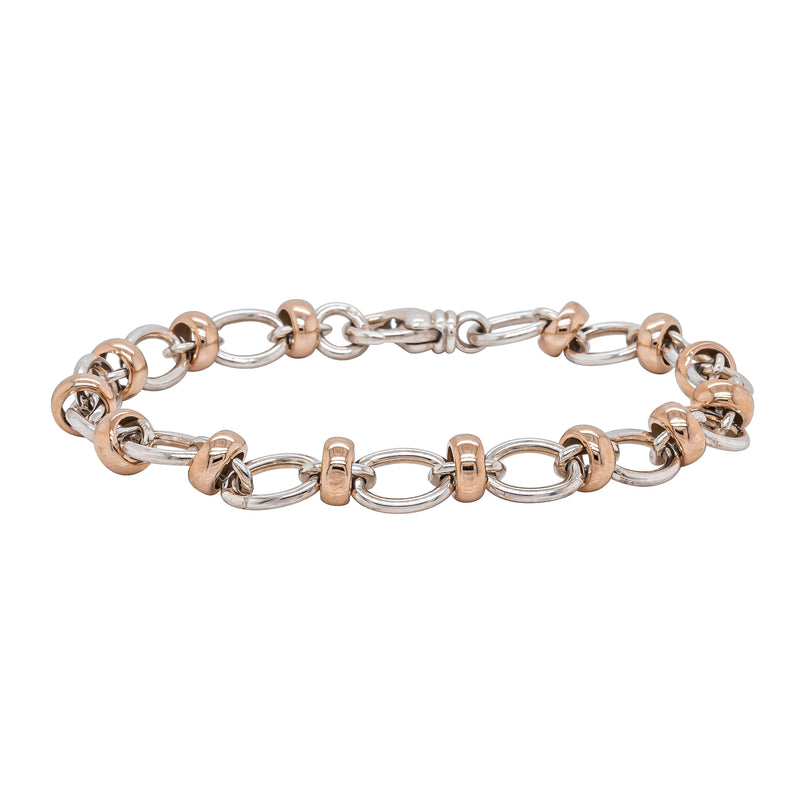 9ct Rose Gold & Sterling Silver Belcher Bracelet - Bracelet - Walker & Hall