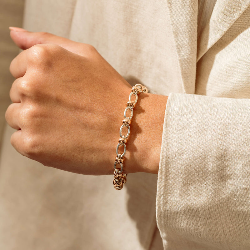 9ct Rose Gold & Sterling Silver Belcher Bracelet - Bracelet - Walker & Hall