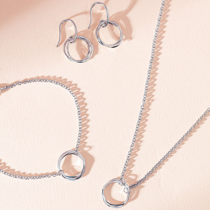 Sterling Silver Mini Entwined Hook Earrings-Earrings-Walker & Hall