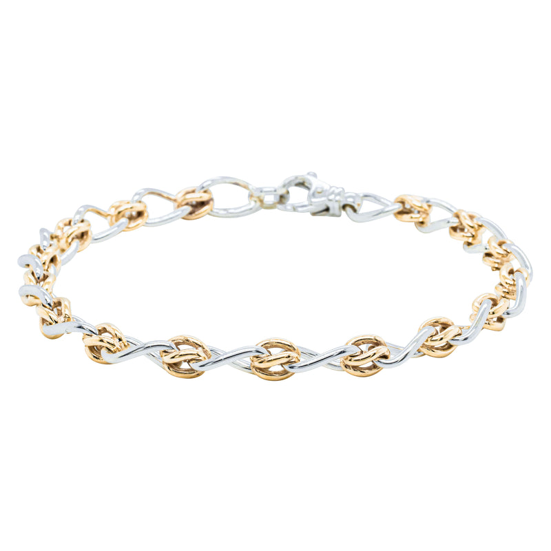 9ct Yellow Gold & Sterling Silver Twist Cable and Knot Bracelet-Bracelet-Walker & Hall