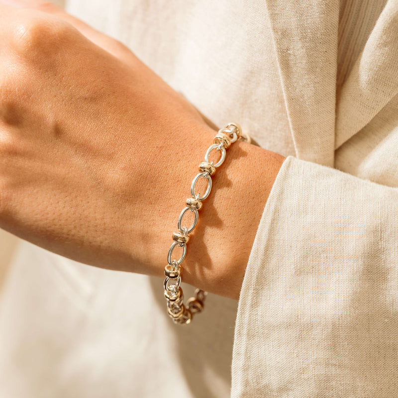 9ct Yellow Gold & Sterling Silver Belcher Bracelet - Bracelet - Walker & Hall