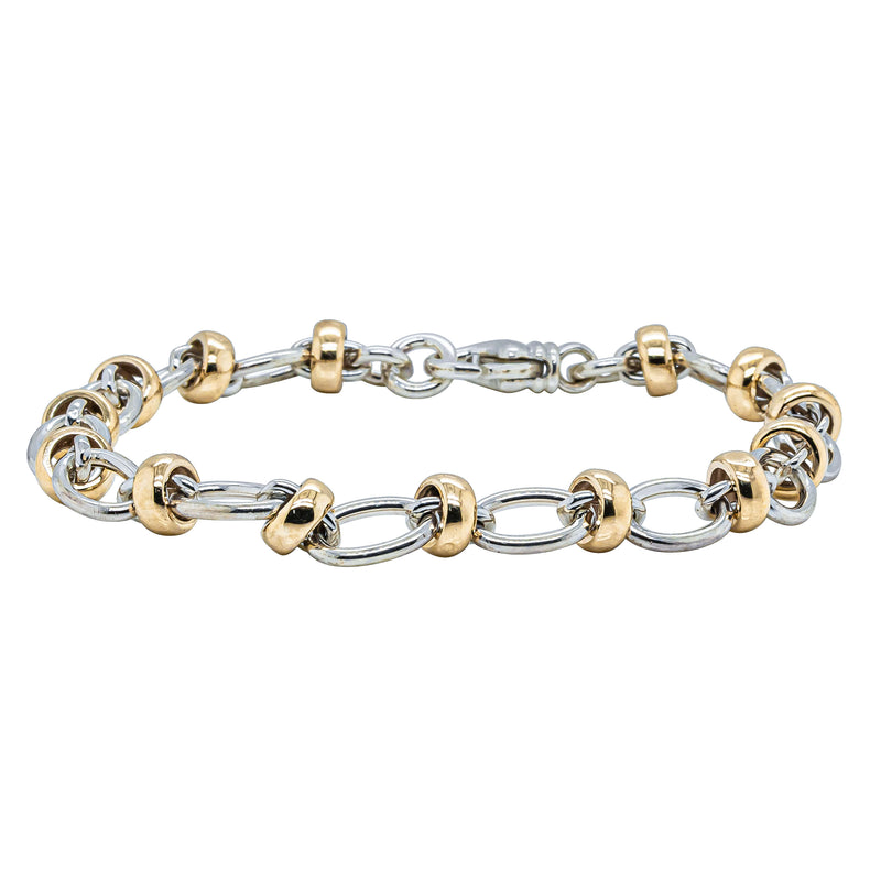 9ct Yellow Gold & Sterling Silver Belcher Bracelet - Bracelet - Walker & Hall