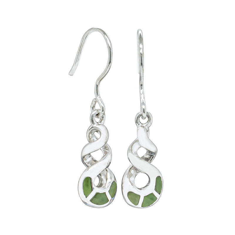 Sterling Silver NZ Greenstone Drop Earrings-Earrings-Walker & Hall