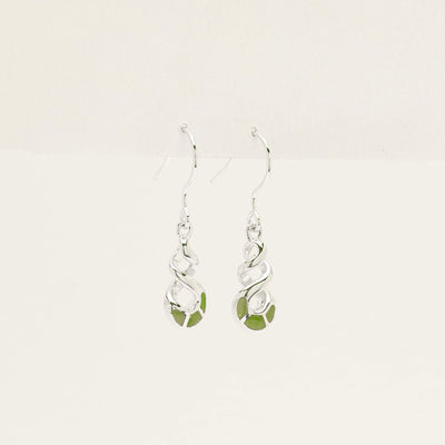 Sterling Silver NZ Greenstone Drop Earrings - Earrings - Walker & Hall