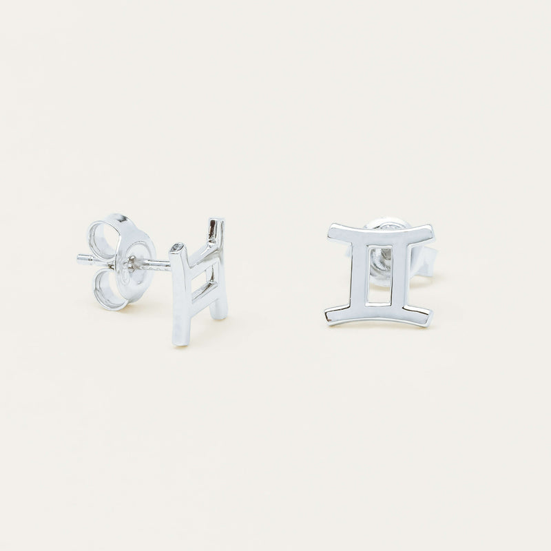 Sterling Silver Noted Zodiac Stud Earrings - Earrings - Walker & Hall