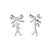 Karen Walker Girl With The Bow Earrings - Sterling Silver-Earrings-Walker & Hall