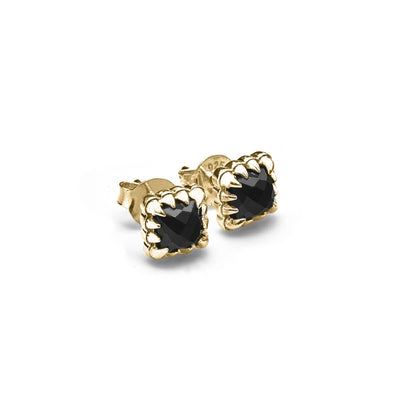 Stolen Girlfriends Club Mini Claw Earrings - Gold Plated & Onyx-Earrings-Walker & Hall