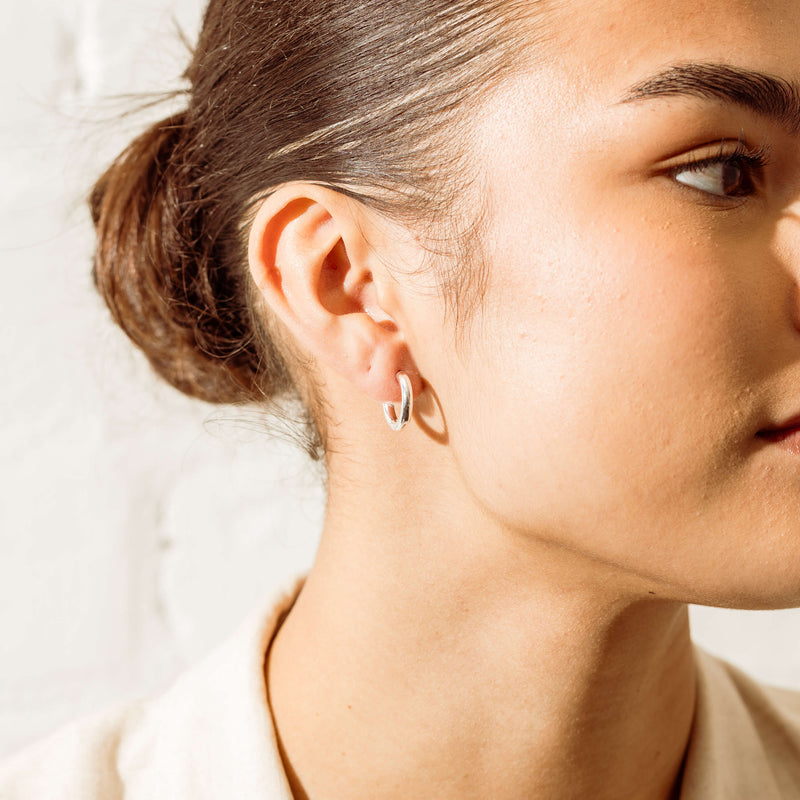 Sterling Silver Hoop Stud Earrings - Earrings - Walker & Hall