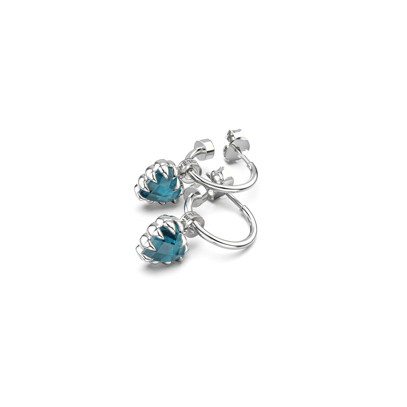 SGC x W&H London Blue Topaz Love Claw Earrings - Silver - Earrings - Walker & Hall