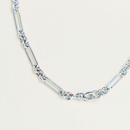 Sterling Silver Paperclip Link Fob Chain - Necklace - Walker & Hall
