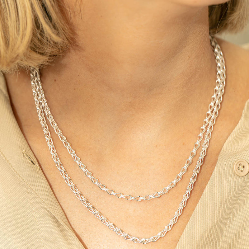 Sterling Silver Wishbone Chain-Necklace-Walker & Hall