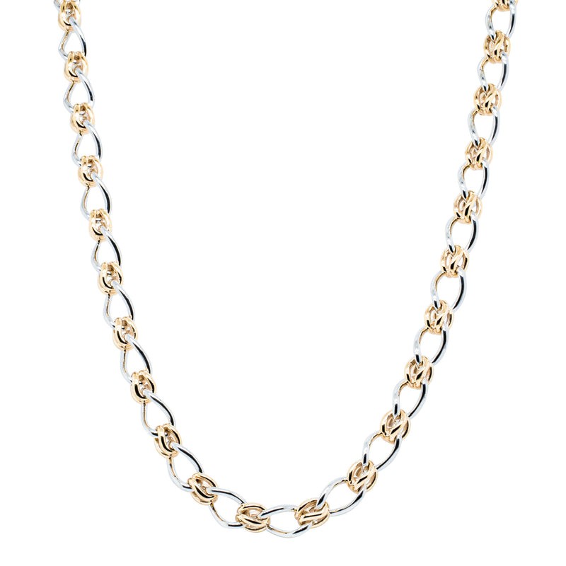 9ct Yellow Gold & Sterling Silver Twist Cable and Knot Necklace-Necklace-Walker & Hall