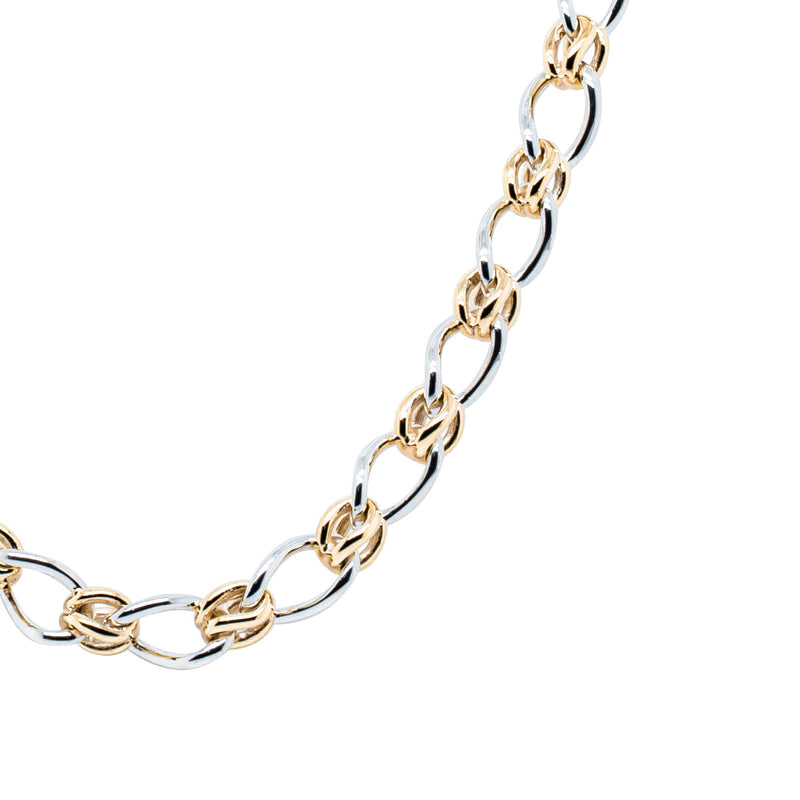 9ct Yellow Gold & Sterling Silver Twist Cable and Knot Necklace-Necklace-Walker & Hall
