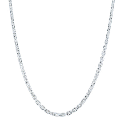 Sterling Silver Rectangular Belcher Link Chain-Necklace-Walker & Hall