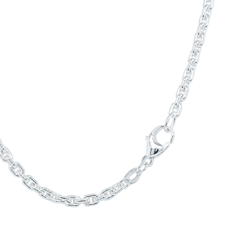 Sterling Silver Rectangular Belcher Link Chain-Necklace-Walker & Hall