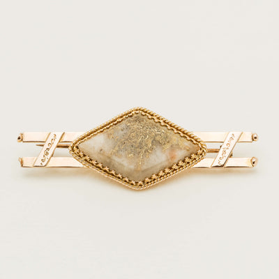 Vintage 15ct Yellow Gold Quartz Brooch With Engraving - Brooch - Walker & Hall