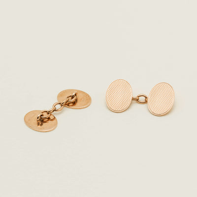 Vintage 9ct Rose Gold Engine-Turned Cufflinks - Cufflinks - Walker & Hall