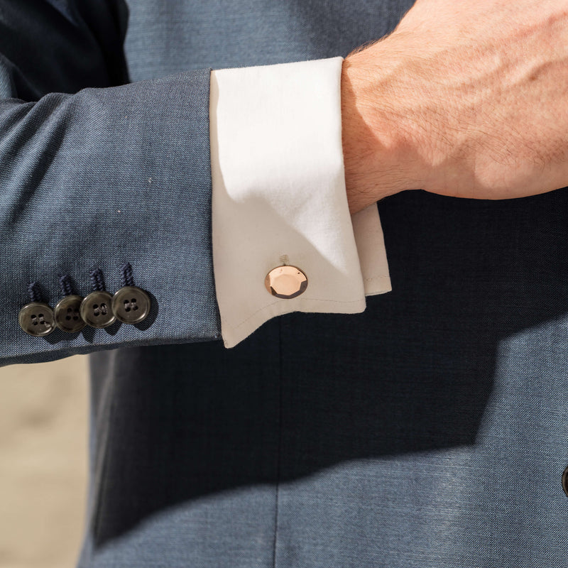 Deja Vu 9ct Rose Gold Cufflinks-Cufflinks-Walker & Hall