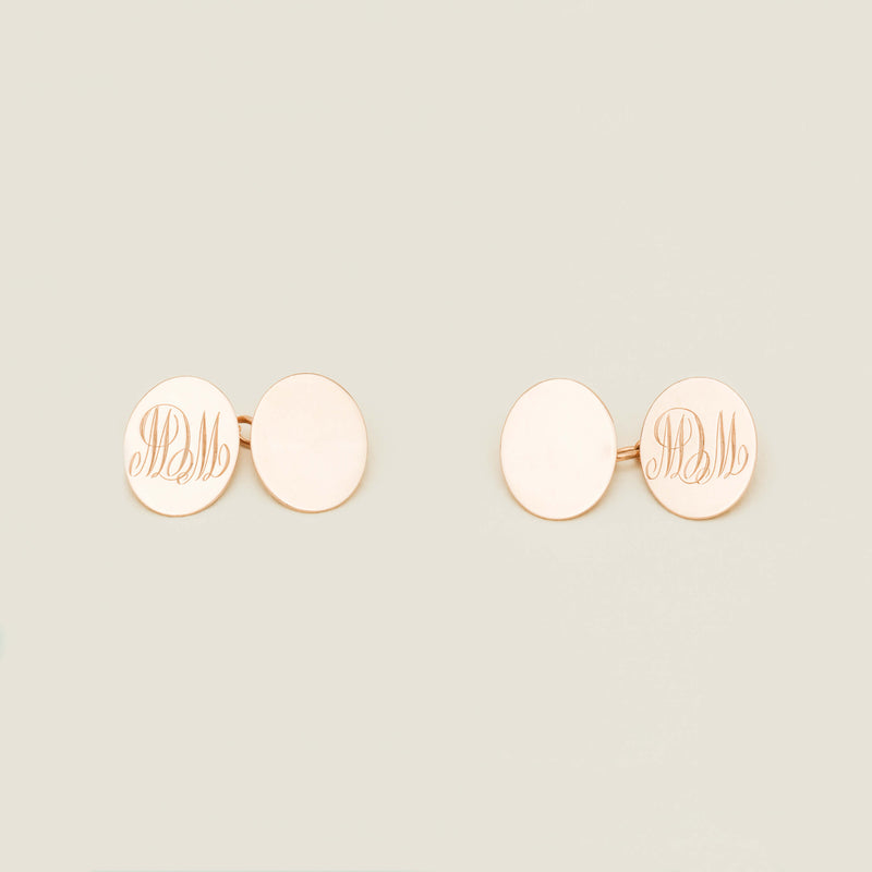 Vintage 9ct Rose Gold Engraved Cufflinks - Cufflinks - Walker & Hall