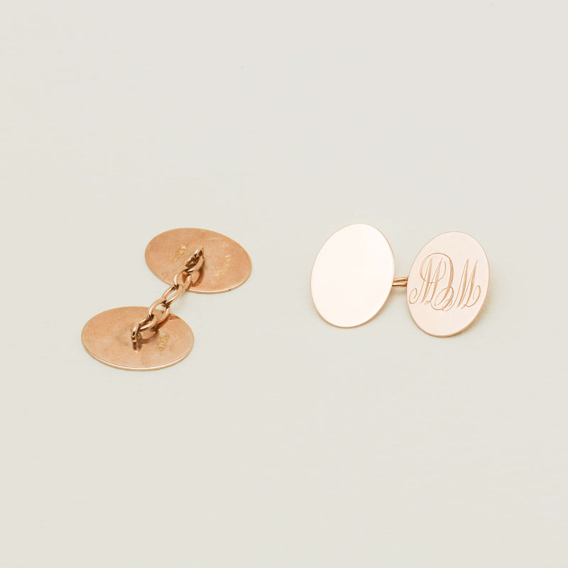 Vintage 9ct Rose Gold Engraved Cufflinks - Cufflinks - Walker & Hall