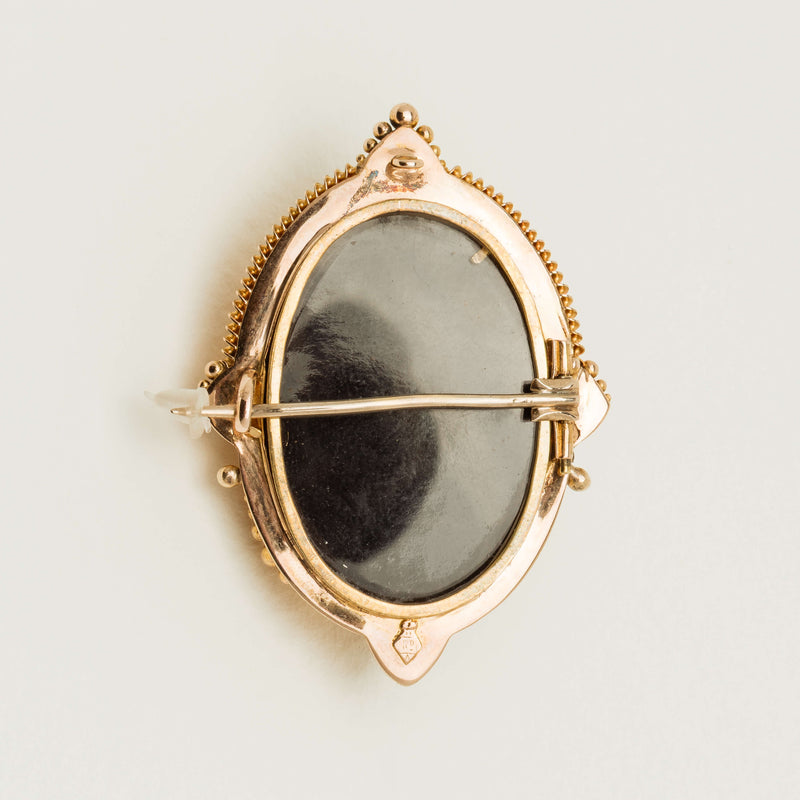 Vintage 15ct Yellow Gold Emerald & Pearl Mourning Brooch