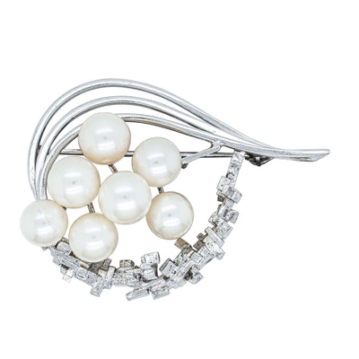 Deja Vu Sterling Silver Cultured Pearl Brooch - Brooch - Walker & Hall