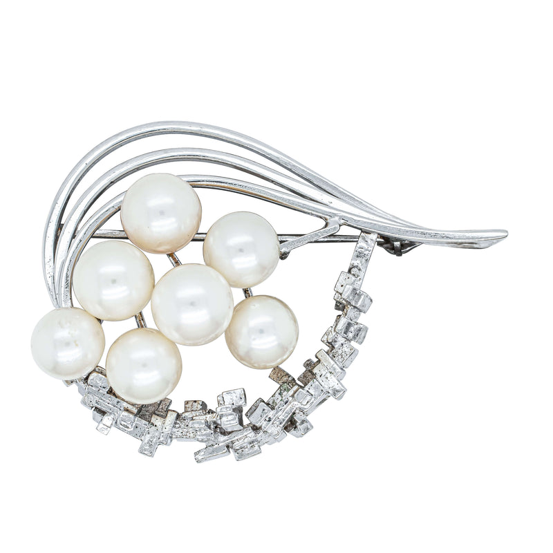 Deja Vu Sterling Silver Cultured Pearl Brooch - Brooch - Walker & Hall