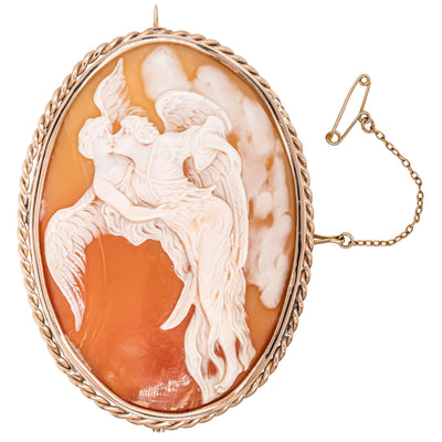 Vintage 9ct Rose Gold Angel Lovers Cameo Brooch - Brooch - Walker & Hall