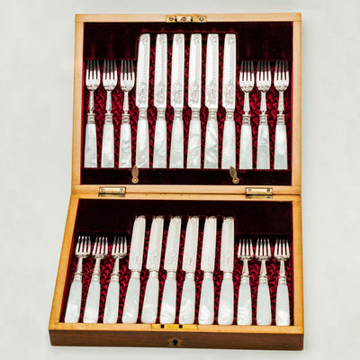 Sterling Silver Mother of Pearl 12-Place Fruit Set - 1897 - Silverware - Walker & Hall