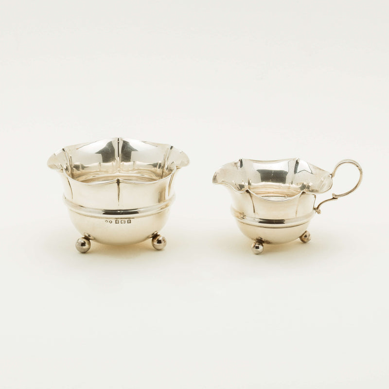 Deja Vu Sterling Silver Sugar & Creamer - Birmingham 1914 - Silverware - Walker & Hall