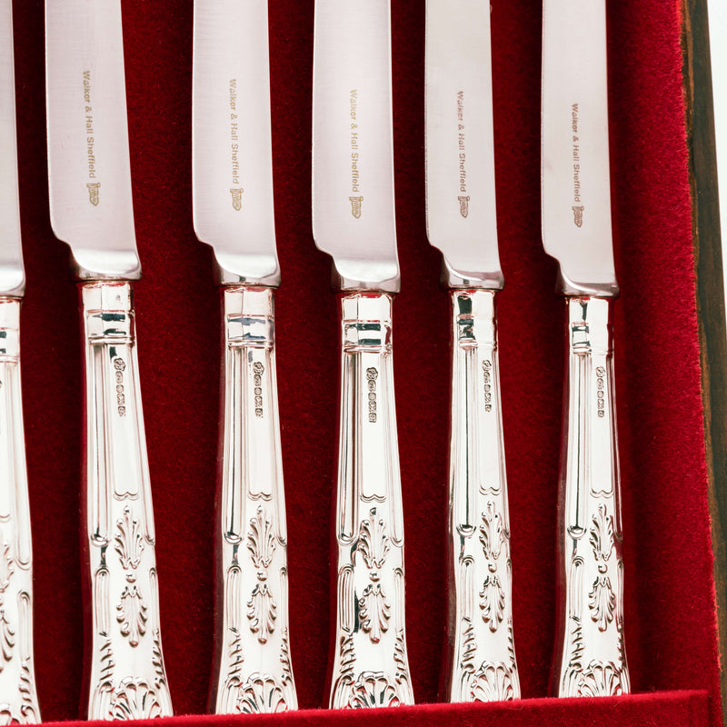 Sterling Silver Kings Pattern 44-Piece Cutlery Set - Silverware - Walker & Hall