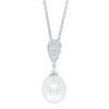9ct White Gold Pearl & Diamond Pendant-Necklace-Walker & Hall