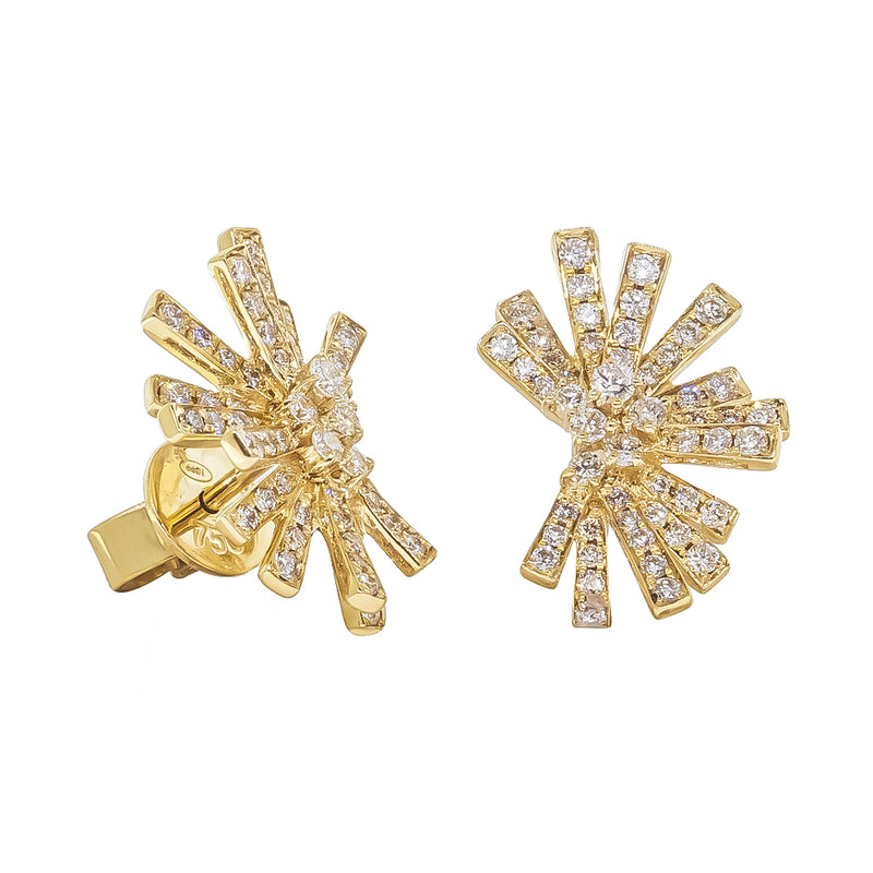 18ct Yellow Gold .67ct Diamond Asteroid Earrings-Earrings-Walker & Hall
