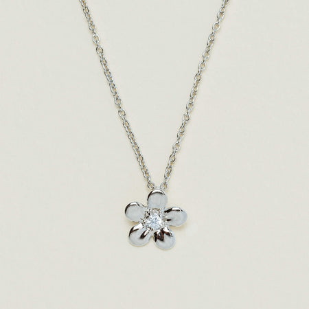 9ct White Gold Diamond Flower Pendant - Necklace - Walker & Hall