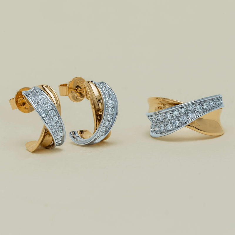 18ct Yellow & White Gold .63ct Diamond Clara Earrings - Earrings - Walker & Hall