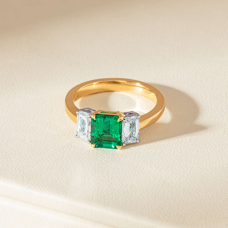 18ct Yellow Gold 1.39ct Emerald & Diamond Odyssey Ring - Ring - Walker & Hall
