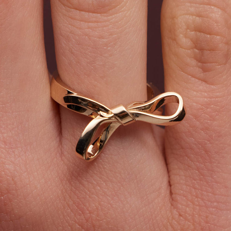 Meadowlark Bow Ring - 9ct Yellow Gold-Ring-Walker & Hall