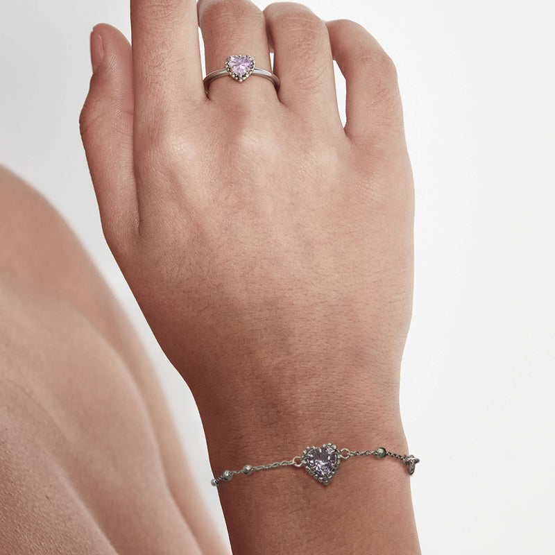Stolen Girlfriends Club Dahlia's Heart Bracelet - Pink Amethyst - Bracelet - Walker & Hall