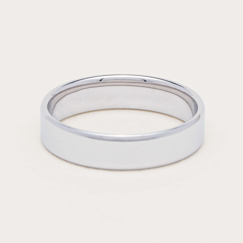 9ct White Gold 5mm Square Profile Band - Ring - Walker & Hall