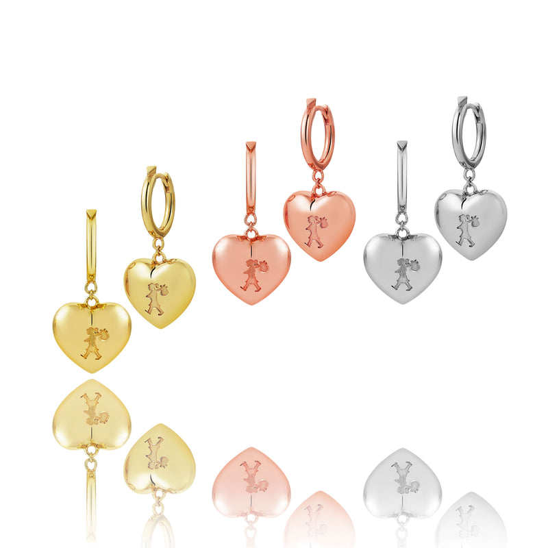 Karen Walker Runaway Heart Earrings - Sterling Silver-Earrings-Walker & Hall