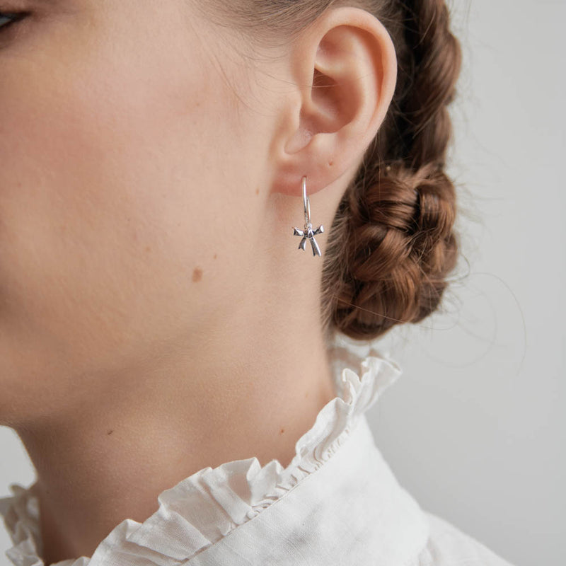 Karen Walker Bow Hoop Earrings - Sterling Silver-Earrings-Walker & Hall