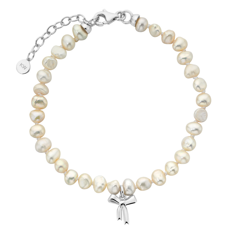 Karen Walker Petite Bow With Pearls Bracelet - Sterling Silver-Bracelet-Walker & Hall